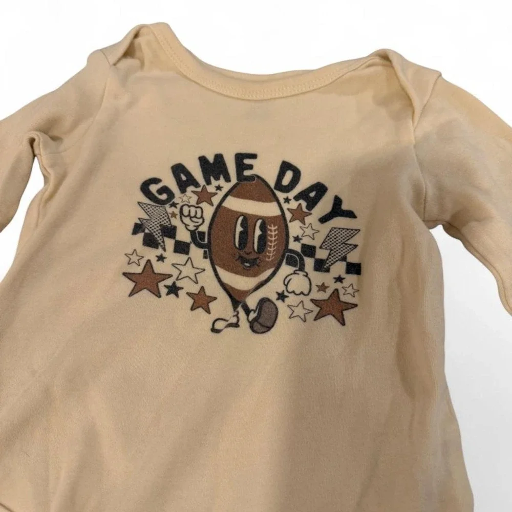 Gerber Baby Game Day Football Long Sleeve Bodysuit Tan 12 Months